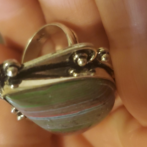 New Oversized Mosaic Jasper 925 Silver Ring. - Picture 14 of 16